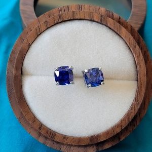 2ctw cushion cut tanzanite stud earrings
